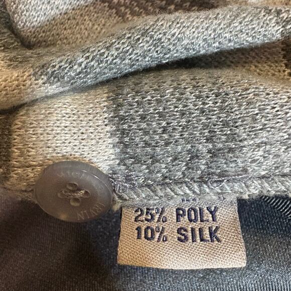 Michael Irvin 88 Shirt Sz M Silver Silk Blend Button Up Textured Geometric Retro - Picture 9 of 9